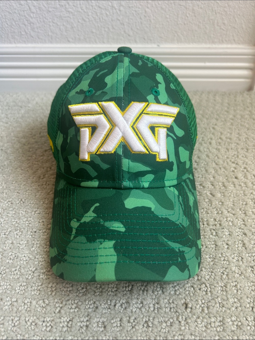 PXG Green Camo Kids Cap with White & Yellow Logo